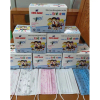 HỘP 50 CHIẾC KHẨU TRANG Y TẾ EM BÉ HT KIDS MASK, MIX NHIỀU MÀU Voi