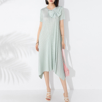 30272 One Size (45-75kg) Pleated Summer Loose Plus Size Order Butterfly Pullover Irregular Big Dress