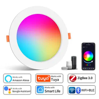 WiFi Smart LED Downlight Zigbee Down Light Dimmable Round Spotlight 5W 7W 10W 15W Color Change Alexa Google Home Vocie Control