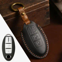 Leather Car Key Fob Case Cover for Nissan Quest Elgrand NV200 Evalia Serena Qashqai Juke X-Trail Note Almera Altima Accessories