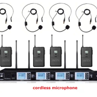 condenser microphone 4 Headset Microphone Wireless System With Flight Case