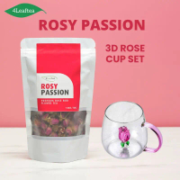 4Leaftea Rosy Passion Rose Bud Tea 50g & Frida 3D Rose Cup Set