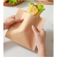 （Hot  ） 100Pcs Oilproof Kraft Paper Sandwich Wrappers Greaseproof Paper Bags Disposable Takeout Barb