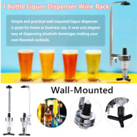 Wall-Mounted 1 Bottle Liquor Dispenser Wine Rack, Bar Butler Holder Drinks Alcohol Shot Station Liquor Beverage Whisky Dispenser