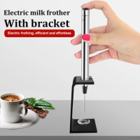 Mini Milk Frother Handheld Electric Foam Maker Battery Operated Stainless Steel Coffee Drink Mixer Blender with Stand Egg Beater