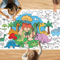 Hot Large Animal Dinosaur World Drawing DIY Coloring Books Large Coloring Tablecloth Birthday Party Supplies Favor for Kids