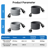 27W 3A Magnetic Coiled PD Type C To For iOS Charging Cable 20W USB A For Apple For iphone 14 13 12 11 Pro max Plus XS XR iPad 9