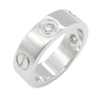 【二手名牌BRAND OFF】Cartier 卡地亞 18K 白金 LOVE Half 3P鑽石 戒指 48