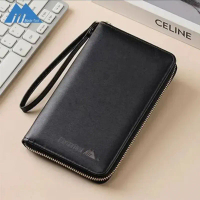 RFID PU皮革安全防盜刷旅行護照包 屏蔽皮革錢包信用卡 ID 夾錢包 卡其色 防盜防磁皮革錢包 錢包