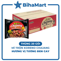 [THÙNG 20 GÓI] - PALDO - Mì trộn Koreno Chajang tương đen cay, Mì trộn Koreno Úp 4p tương đen cay Ko