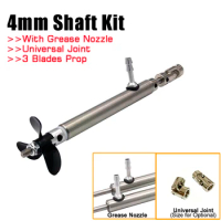 4mm RC Boat Parts Shaft Kit Steel Shaft+ Sleeve Tube+ Propeller+Universal Joint with Oil Nozzle For RC Boat Jet Marin Parts