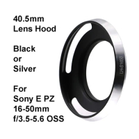 40.5mm Lens Hood for Sony E PZ 16-50mm f/3.5-5.6 OSS (SELP1650) LH-S1650 Metal Black / Silver Screw-on