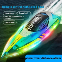 Remote Control Boat Hj819 Light Transparent Boat High-Speed Remote Control Speedboat Electric Boat Children'S Toy Boat Gift