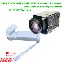 P/T bracket Wireless wifi 5MP 240X ZOOM Humanoid SONY IMX 335 IP Camera DV Recorder Support SD MIC Speaker