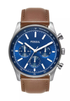 Fossil Fossil Men's Sullivan Chronograph Watch ( BQ2857 ) - Quartz, Silver Case, Round Dial, 22 MM Brown Leather Band
