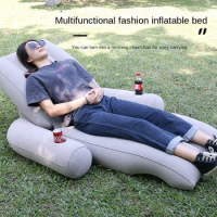 Outdoor Inflatable Bed Flocking Inflatable Sofa Single Lazy Bed Indoor Portable Mattress Mattress Camping Moisture-Proof Mat