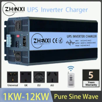 12000W 10KW UPS Inverter With 20A Charger Pure Sine Wave DC12/24/48V To Ac 110/120/130V 220/230V Solar Inverter RV Off System