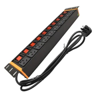 2U PDU Power Strip Network Cabinet 10A 3Pin AU Sockets Outlet Independent switch control aluminium alloy Sockets