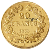 France 20 France 1838A /WGold Plated Copy Decorative Coin