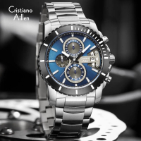 CristianoAillenJamTanganPriaAnalog8898RantaiStainlessSteelChronographKacaSapphireWaterResistant3ATMW