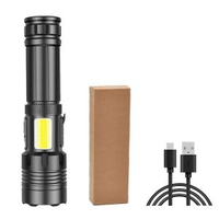 P70紅白COB多功能Type-C充電拉伸變焦側燈LED手電筒強光超亮戶外