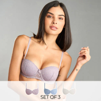 Max Fashions Dalaman Wanita Pack of 3 - Laced Balconette Bra