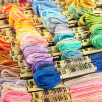54 Variegated Colors Set Gassed Mercerized Egyptian Cotton Embroidery Floss 8 Meters Skein Mouline Variation Cross Stitch