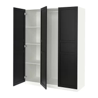 PAX/FLISBERGET 衣櫃/衣櫥組合, 白色/碳黑色, 150x60x201 公分