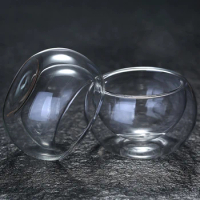 50ml Double Wall Glass Cup Transparent Handmade Heat Resistant Beer Tea Drink Kungfu Teacup Mini Whisky Cup Espresso Coffee Cups