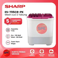 MESIN CUCI 2 TABUNG SHARP KAPASITAS 9 KG ES-T95CR-PK/BK/VK GARANSI RESMI (MEDAN)