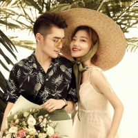 婚紗攝影道具復古文藝絲帶大檐草帽旅拍創意平頂沙灘寫真遮陽帽子