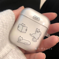 Funny Cartoon Cute Animals Transparent Cat Case for Apple AirPods 1 2 3 pro2 Case for AirPods Pro Keychain Earphone Cover