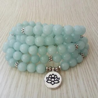 Yoga Mala Bule Bracelet 108 Mala Beads Bracelet Prayer Beads Gift For Men And Women Laps Bracelets Lotus Flower Bracelets