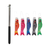 5Pcs Japanese Carp Flags Beautiful Meaning Eyecatching Japanese Carp Windsock Streamer for Home Lawn