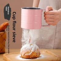 Stainless steel flour sieve for baking, handheld fine-hole cup-style mesh sieve, baking tool, fine h