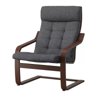 POÄNG 扶手椅, 棕色/gunnared 深灰色, 41 公分
