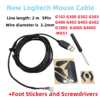 New Mouse USB Cable 2M Suitable For Logitech Mouse Logitech G102 G300 G302 G303 G400 G402 G403 G502 G100S G400S Wired USB