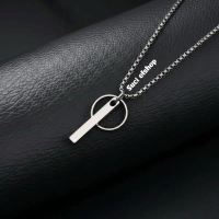 Kalung Titanium Bandul Balok Kombinasi Cincin Rantai Rolo