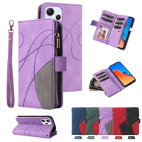 Redmi 12 4G Folio Zipper Leather Case Flip Wallet 9 Cards Holder Luxury Full Cover For Xiaomi Redmi 12 4G Redmi12 Phone Bags