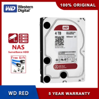 Original Western Digital WD 4TB Red NAS Hard Disk Drive 3.5" 4TB Internal Hard Drive 5400RPM SATA 6Gb/s 64MB Cache For Desktop