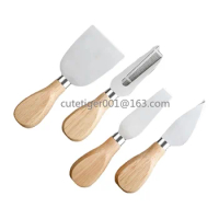 Cream Butter Wooden Handle Cheese Knife Fork Four Piece Set10sets Stainless Steel Cheese Knife Cheese Butter Pizza