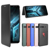 For Asus ROG Phone 3 ZS661KS Case Carbon Fiber Flip Leather Case For Asus ROG Phone 3 ZS661KS 2020 ASUS_I003D Case Cover 6.59"