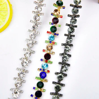Colorful Rhinestone Centipede Claw Chains Crystal Trim Costume Diamond Waist Chain Hand Sewing DIY Jewelry Garment Accessories