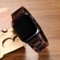 strap for Apple watch band 44mm 40mm Wooden Metal Butterfly clasp bracelet Applewatch series 6 SE 4 3 2 1 iWatch band 42mm 38mm