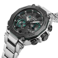 【CASIO 卡西歐】MT-G 碳纖維太陽能藍牙電波錶-銀綠(MTG-B2000XD-1A)