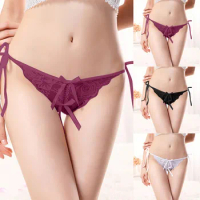Open Crotch Butterfly Thong Sexy Lace Women'S Panties Lace Hollow Out Underwear Solid Thongs And G-String Low Waist Briefs