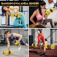 POTENCE Dumbell Barbel Set 15Kg Dumbbell Set Barbel Set Rubber 2 Pcs Barbell Dumbbell Dumbel Besi 2 