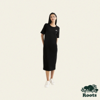 【Roots】Roots女裝-城市旅者系列 海狸LOGO雙面布長洋裝(黑色)