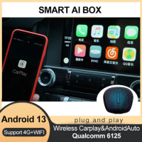 8+128G CarPlay Ai Box Plus Android 13 Netflix YouTube Wireless Android Auto &amp; CarPlay QCM6115 662 For VW Audi Kia Fiat Toyota