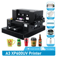 UV A3 Printer XP600 UV DTF Printer A3 UV Sticker Printer DTF UV Print with Rotary Holder UV Printing Printer A3 UV DTF Printer